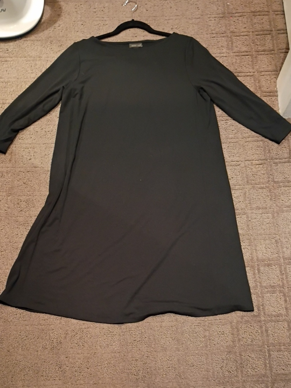 J. Jill Black Midi Shift Dress with 3/4 Sleeves